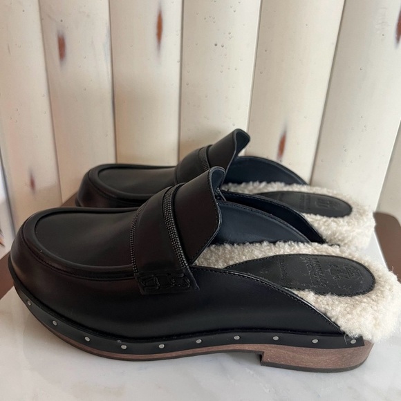 Brunello Cucinelli Embellished Leather Shearling Clogs  37 - Picture 12 of 16